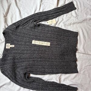 Charcoal Gray Cable Knit Women’s Sweater